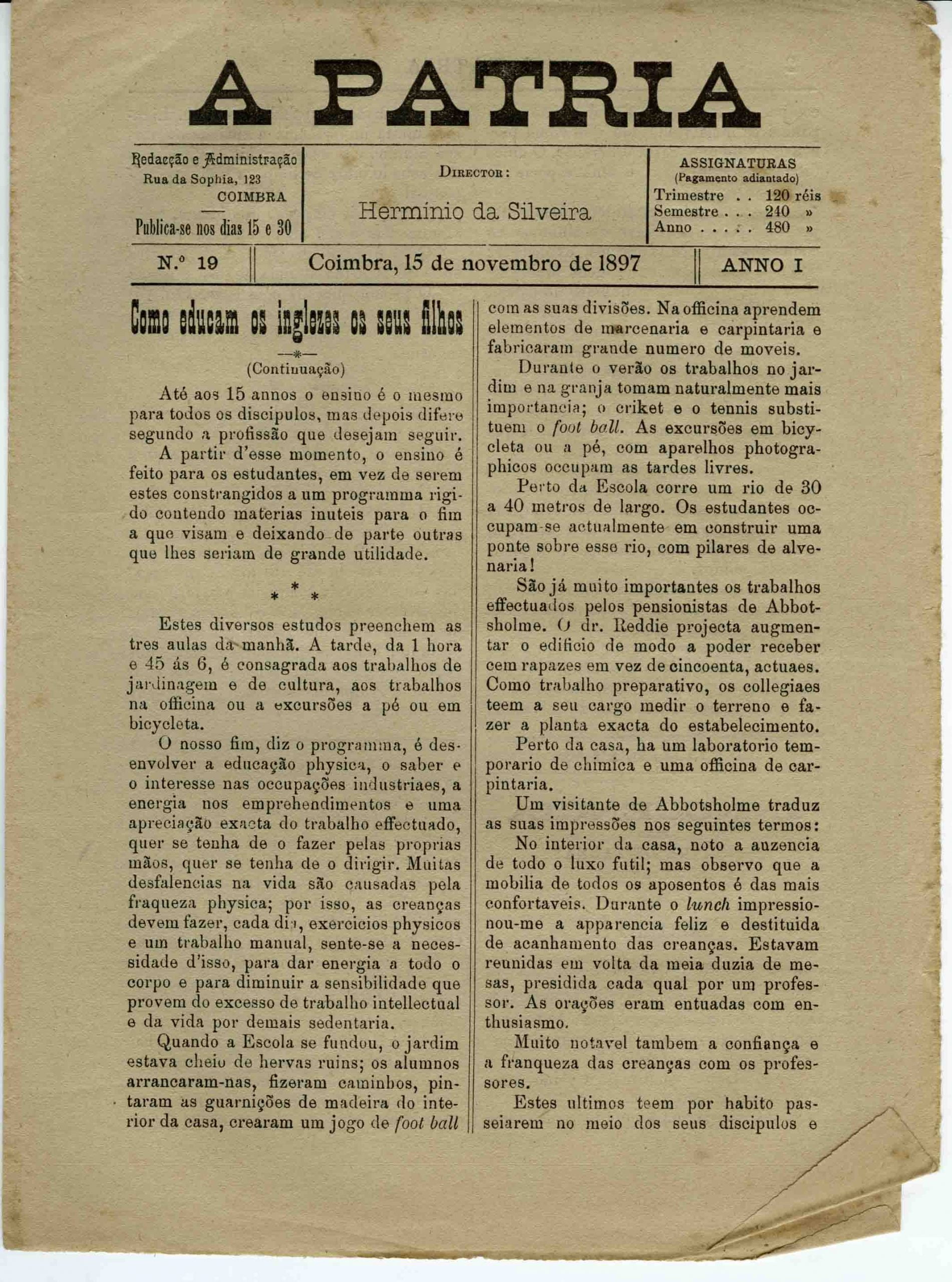 A Patria, ANNO I, nº 19