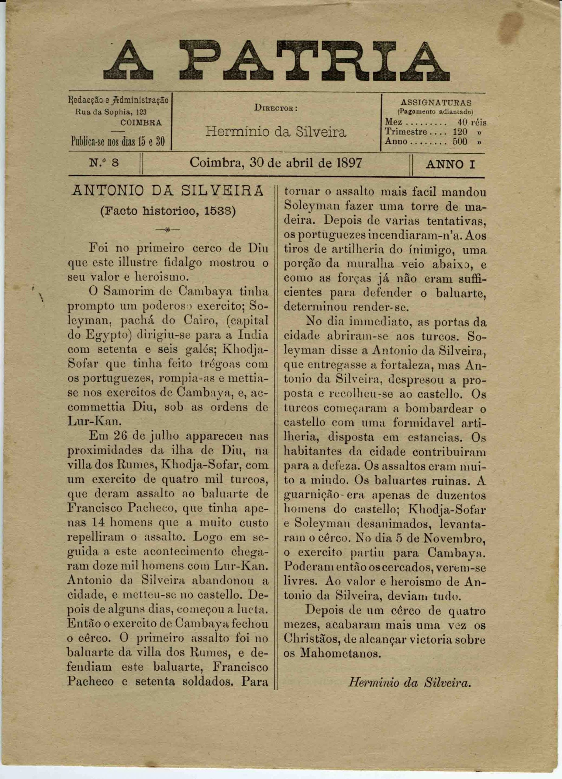 A Patria, ANNO I, nº 8