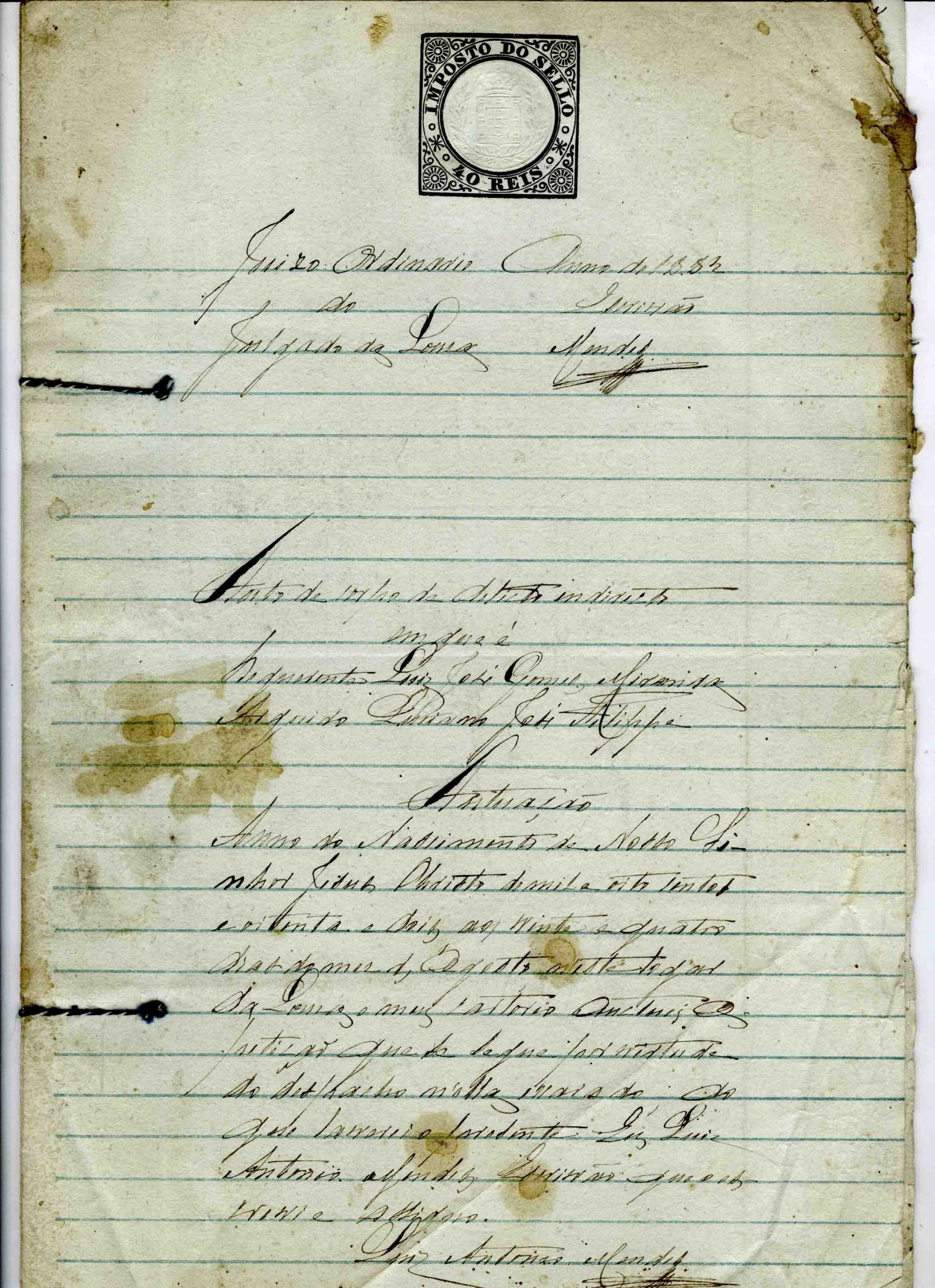 Anto de Corpo de Delito, Indireto, Luís José Gomes, 1883, 8 folhas