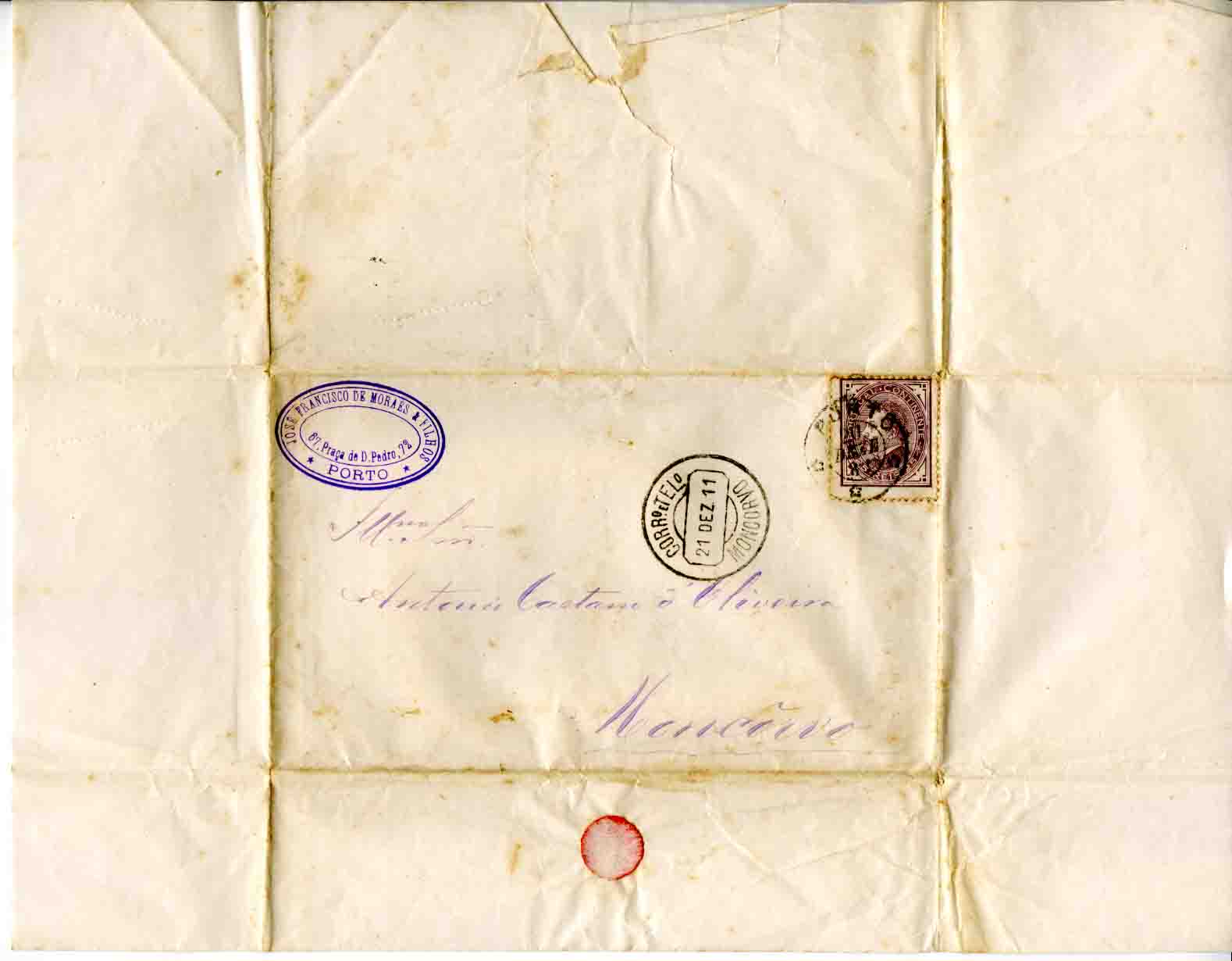 Carta selada endereçada a António Caetano de Oliveira, 21 de Dezembro de 1911