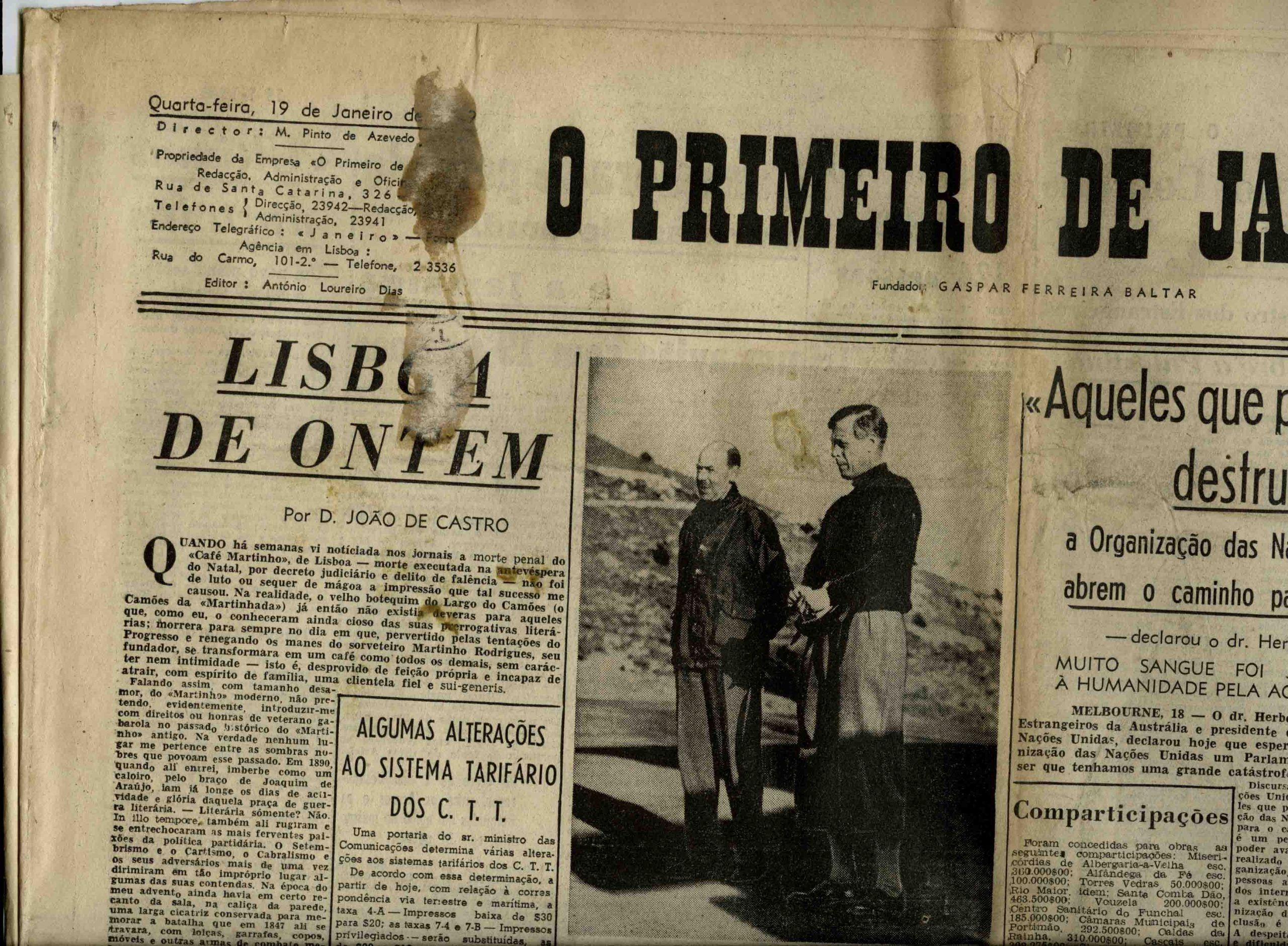 O Primeiro de Janeiro, 19 de Janeiro de 1949