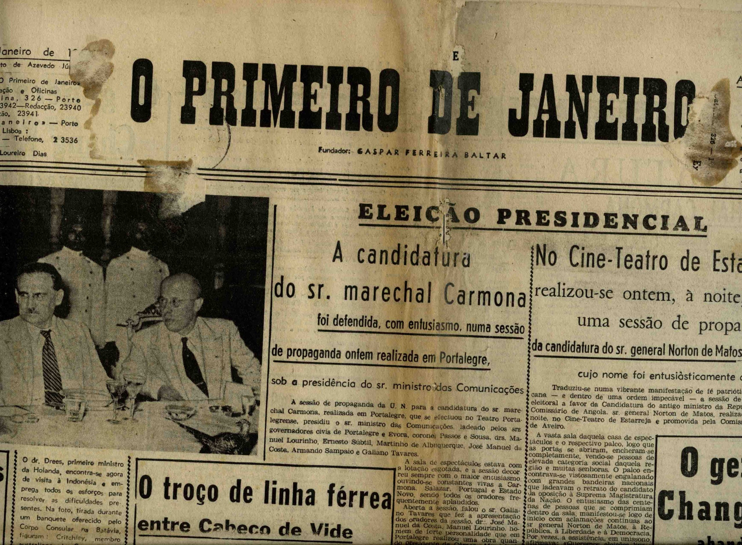 O Primeiro de Janeiro, 22 de Janeiro de 1949